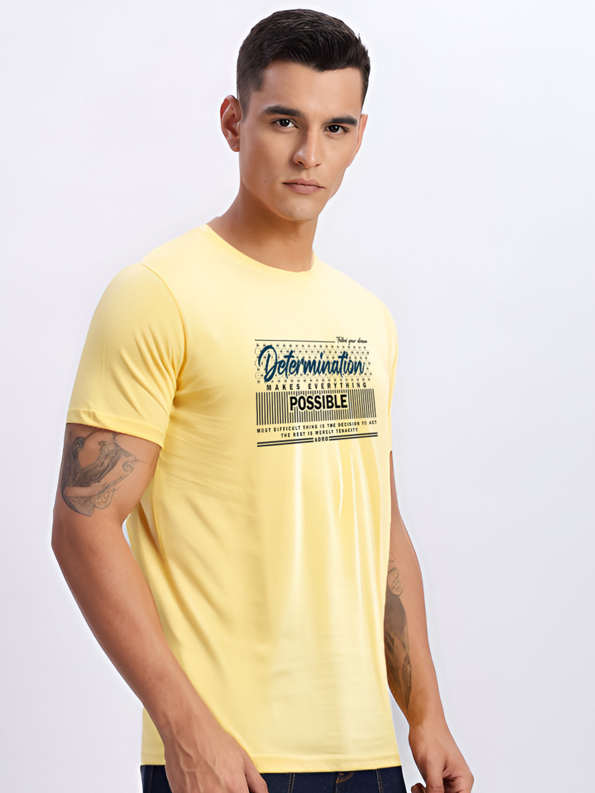 Men Printed Yellow T Shirt