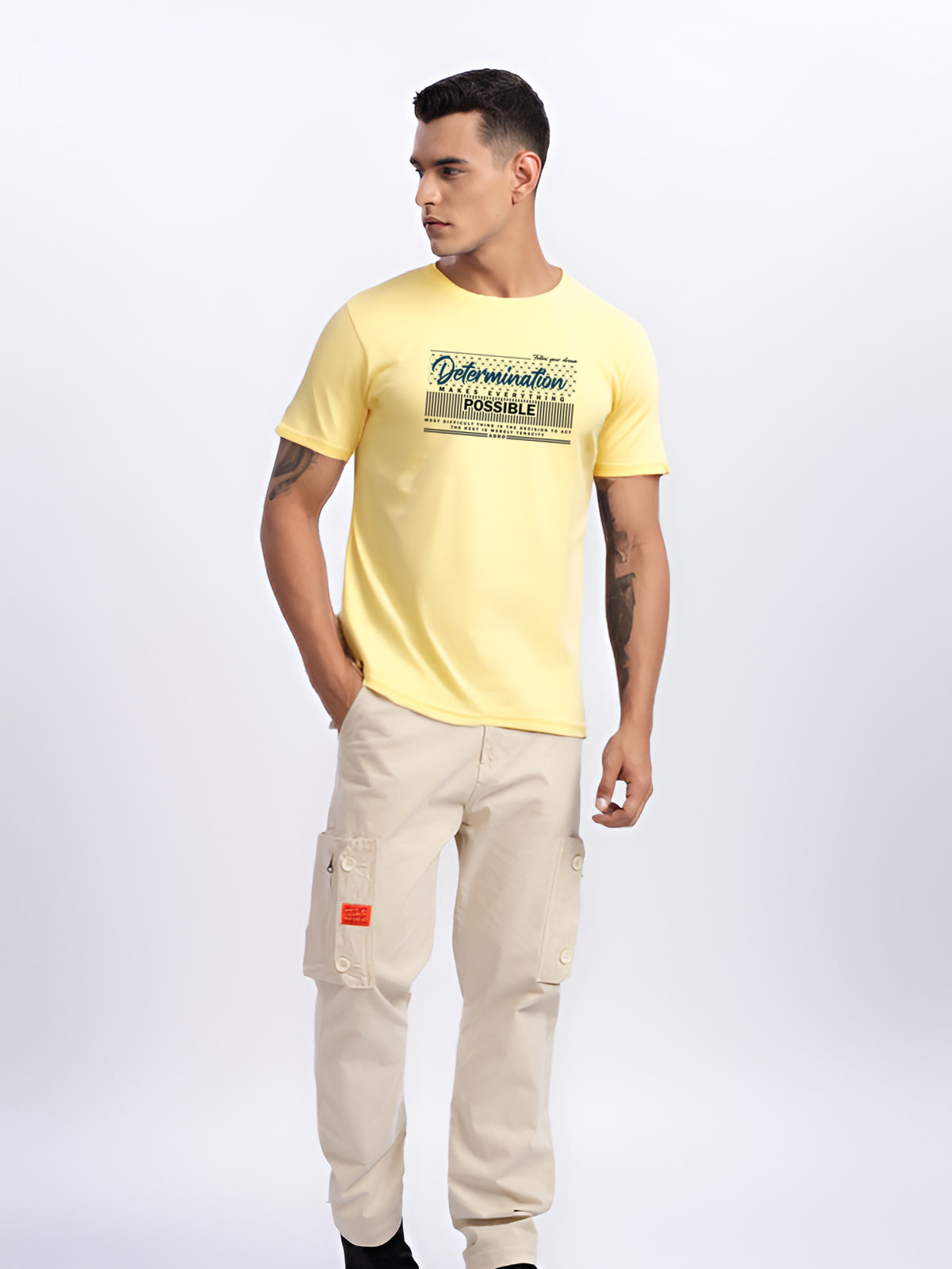 Men Printed Yellow T Shirt