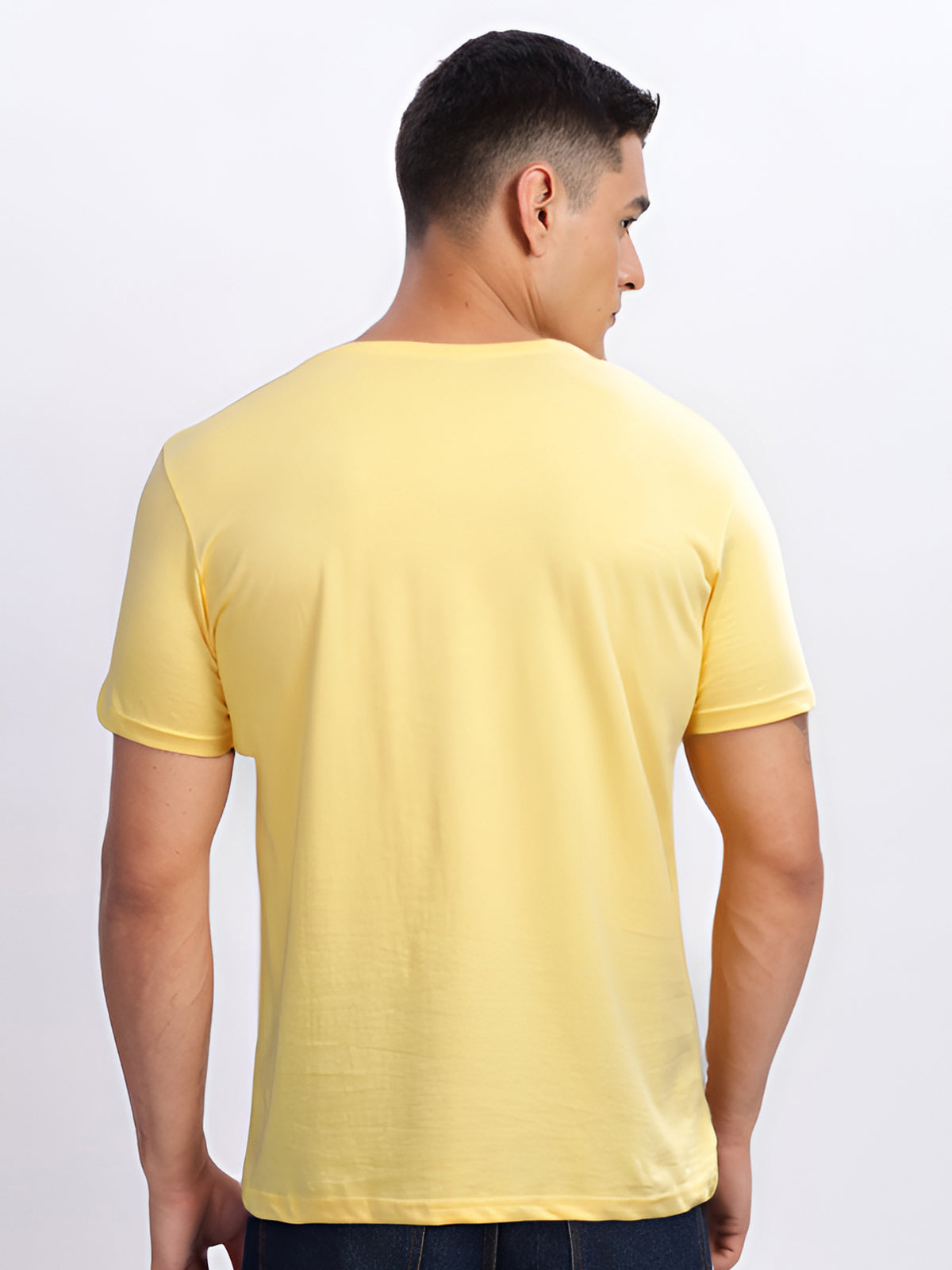 Men Printed Yellow T Shirt
