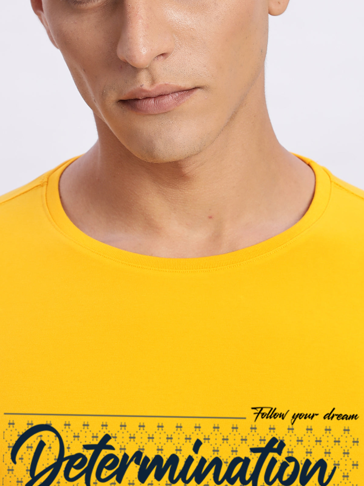Men Printed Light Mustard T Shirt