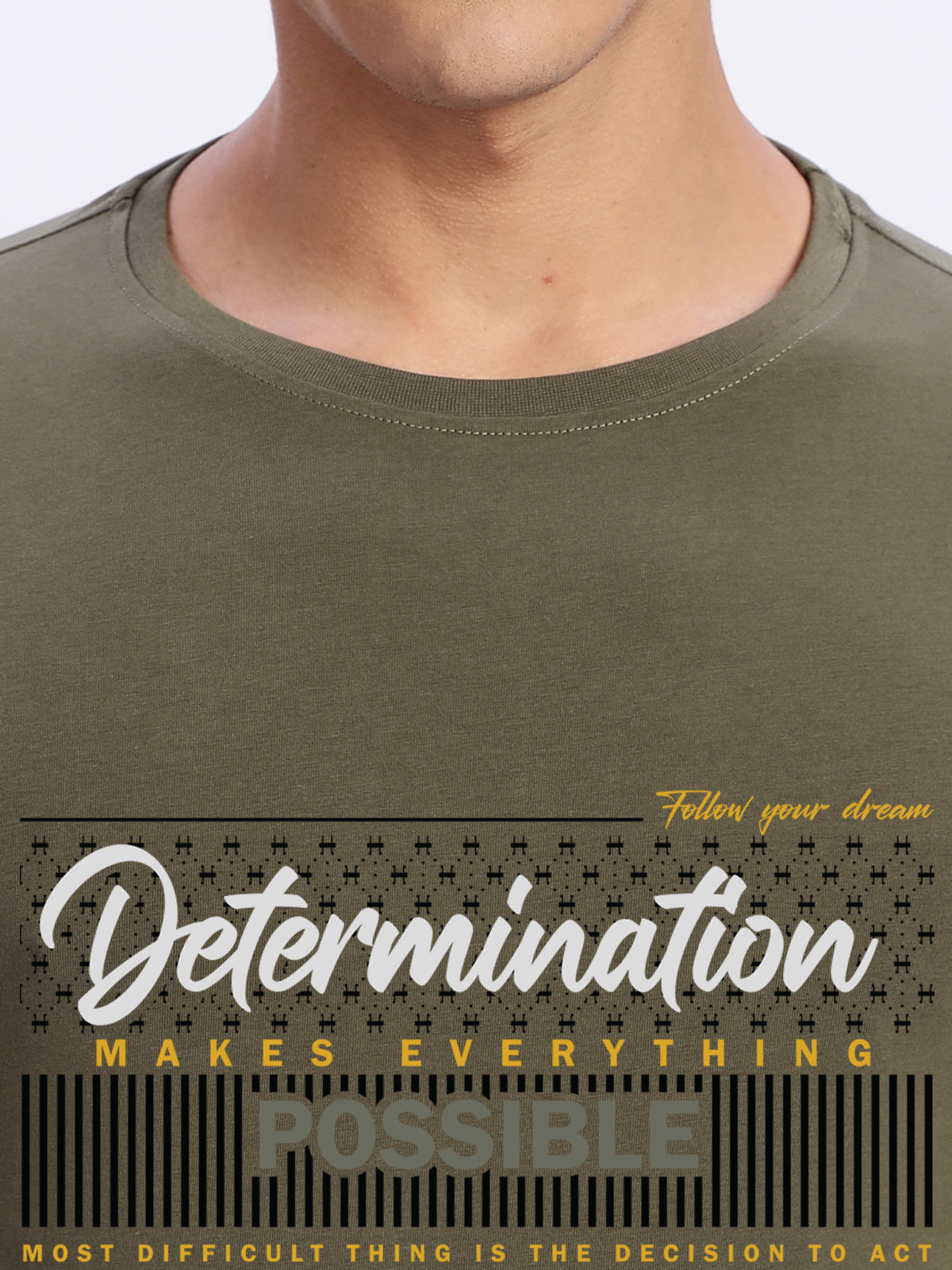 Men Printed Olive T Shirt
