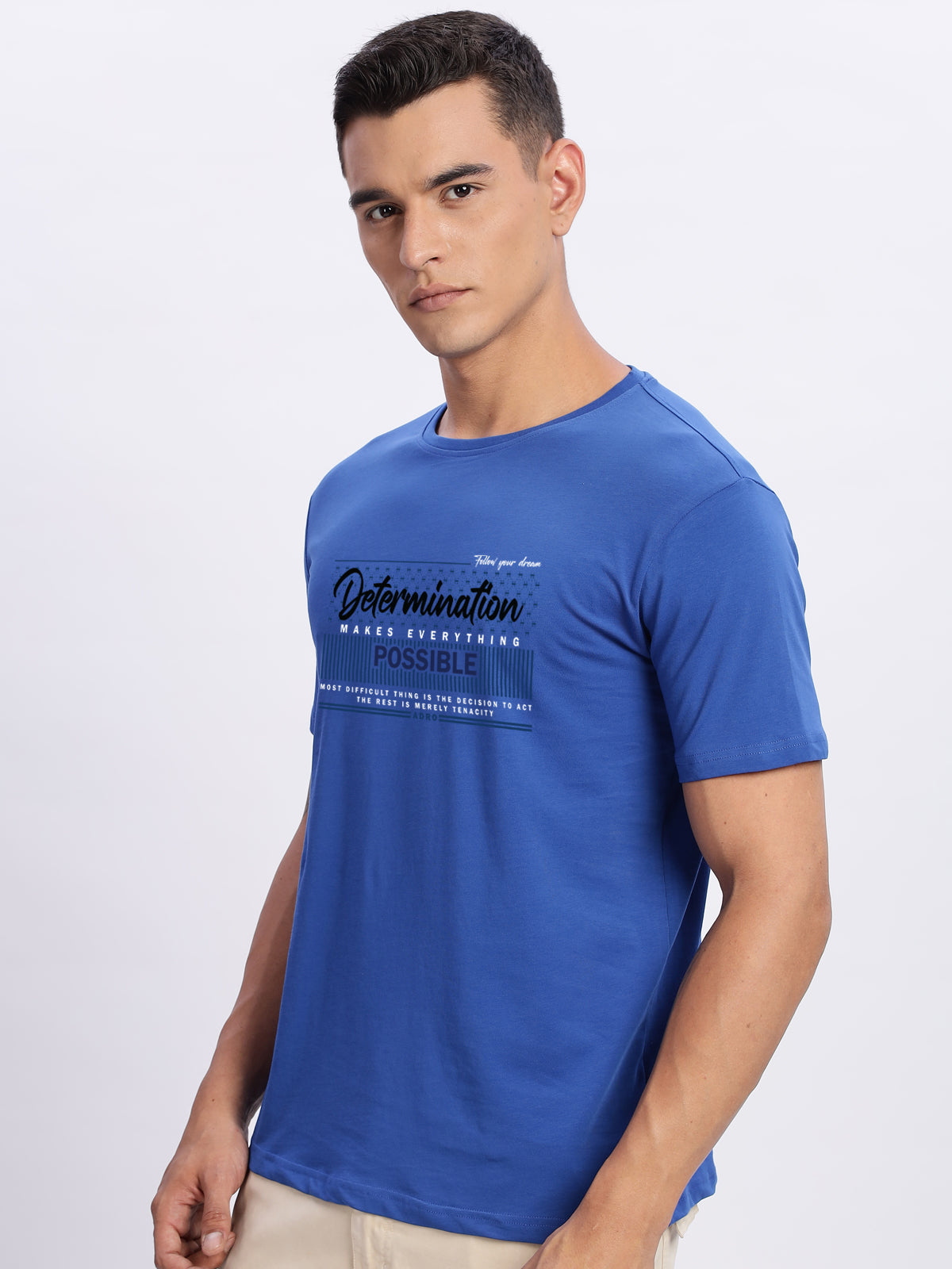 Men Printed Blue T Shirt