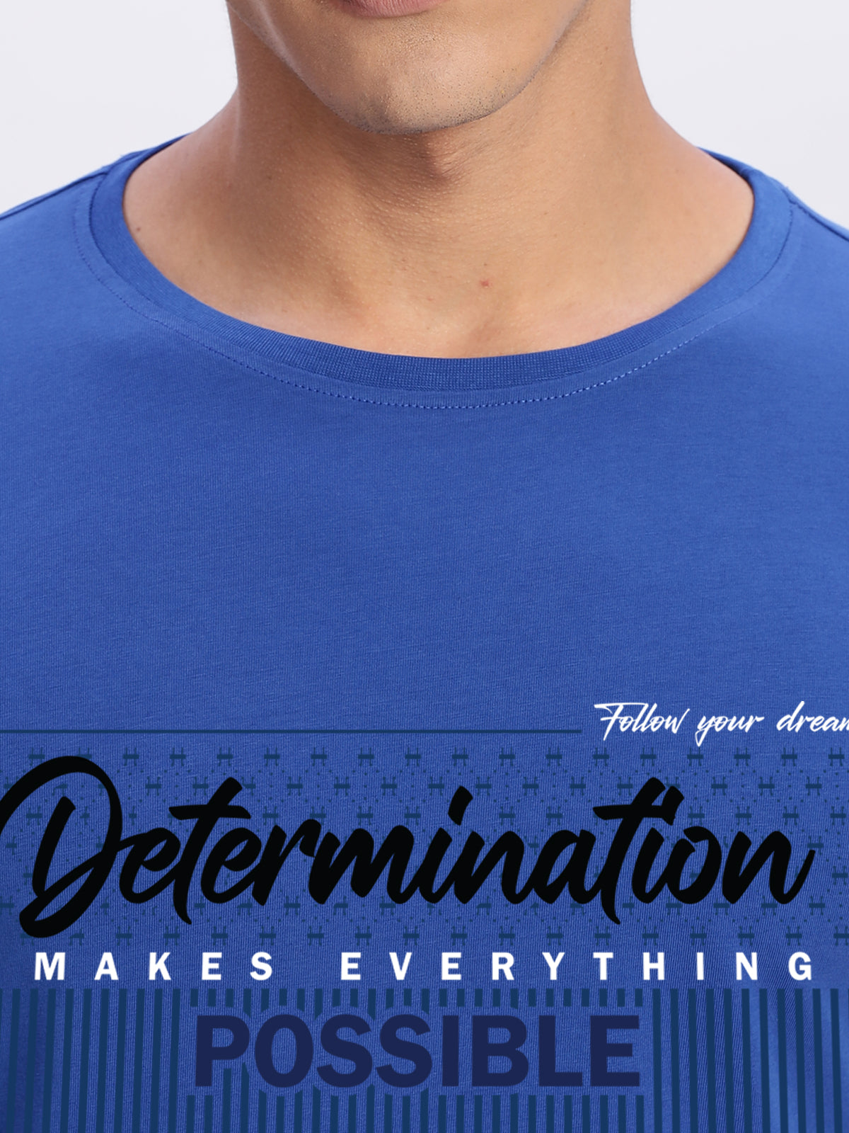 Men Printed Blue T Shirt