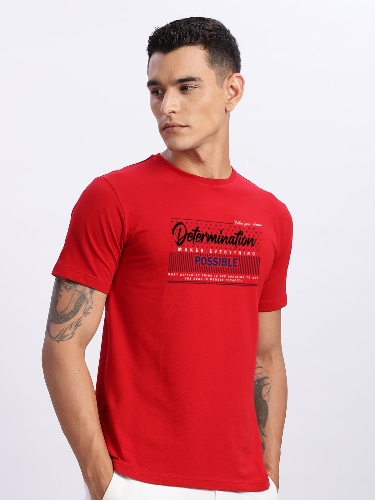 Men Printed Red T Shirt
