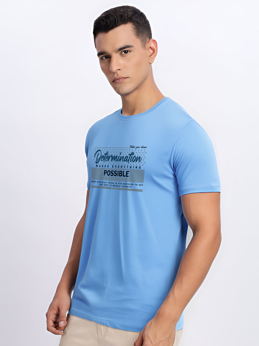 Men Printed Sky Blue T Shirt
