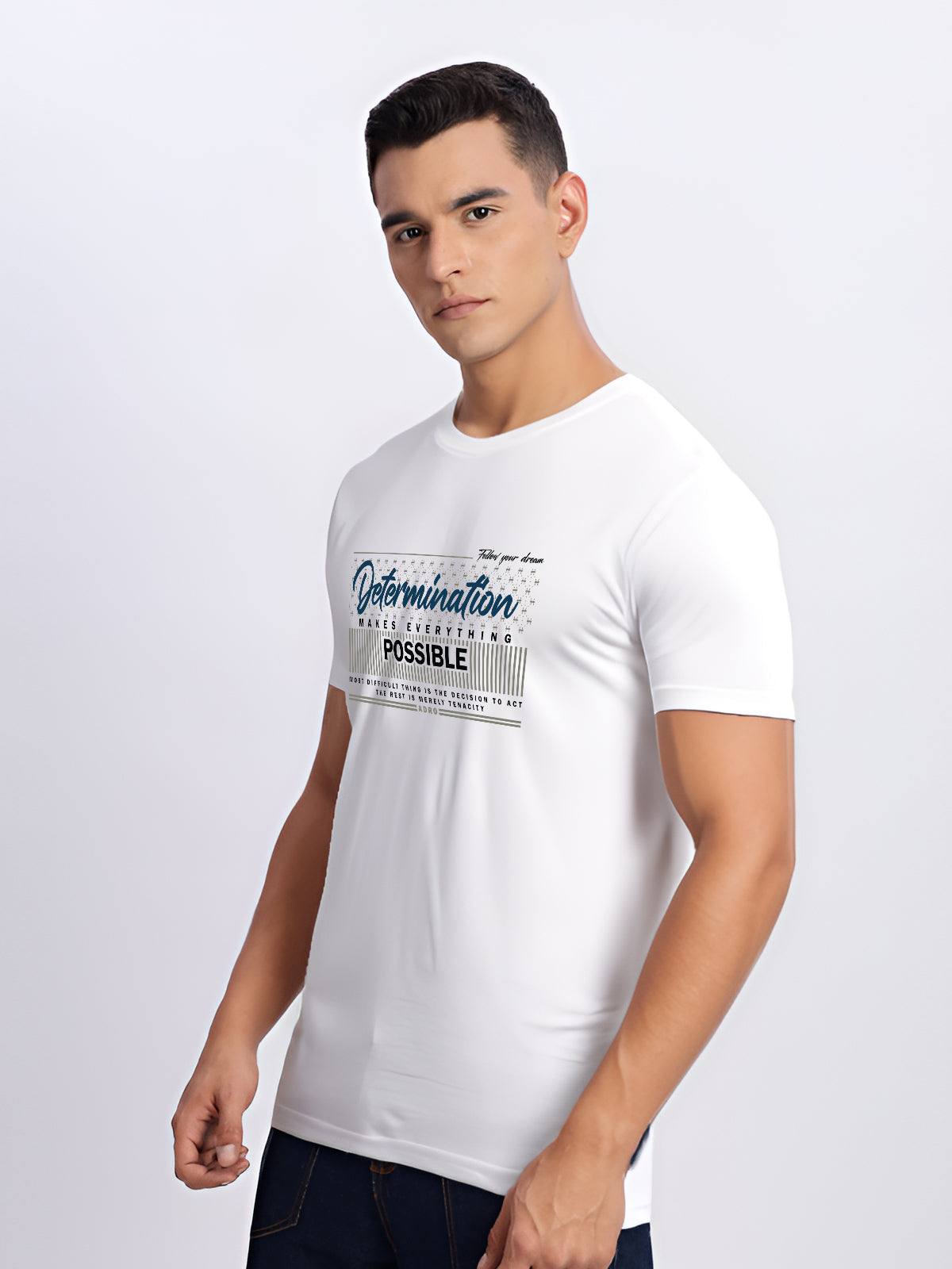 Men Printed White T Shirt