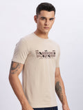 Men Printed Beige T Shirt