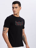 Men Printed Black T Shirt