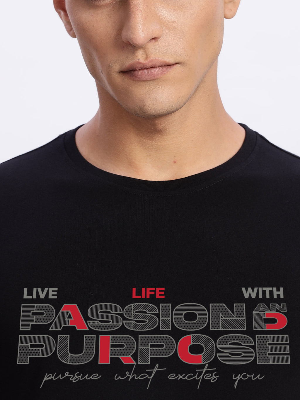 Men Printed Black T Shirt