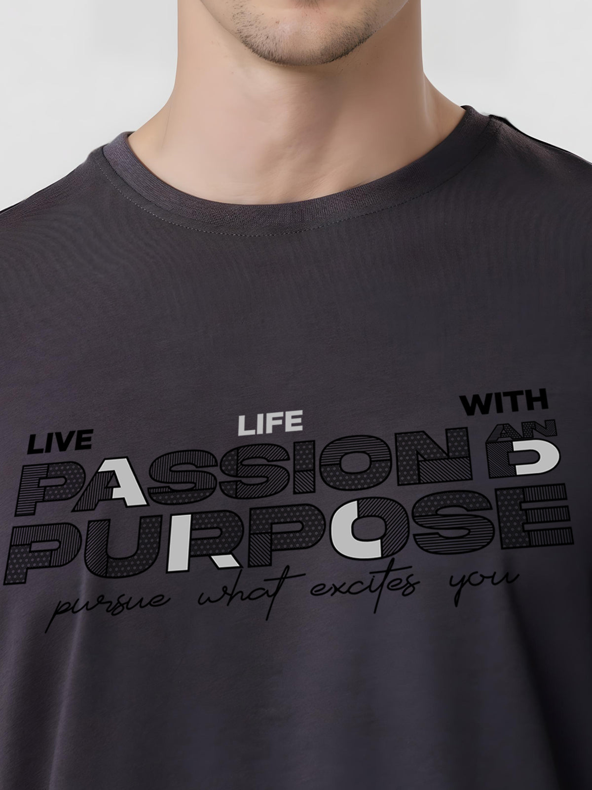 Men Printed Grey T Shirt