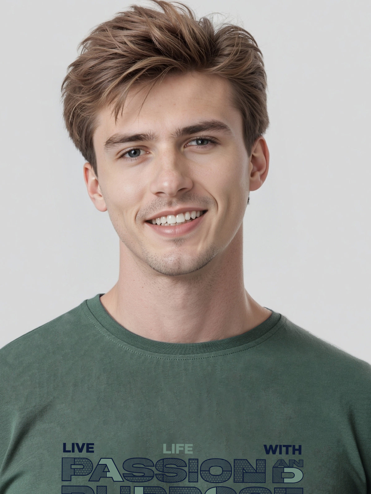 Men Printed Green T Shirt