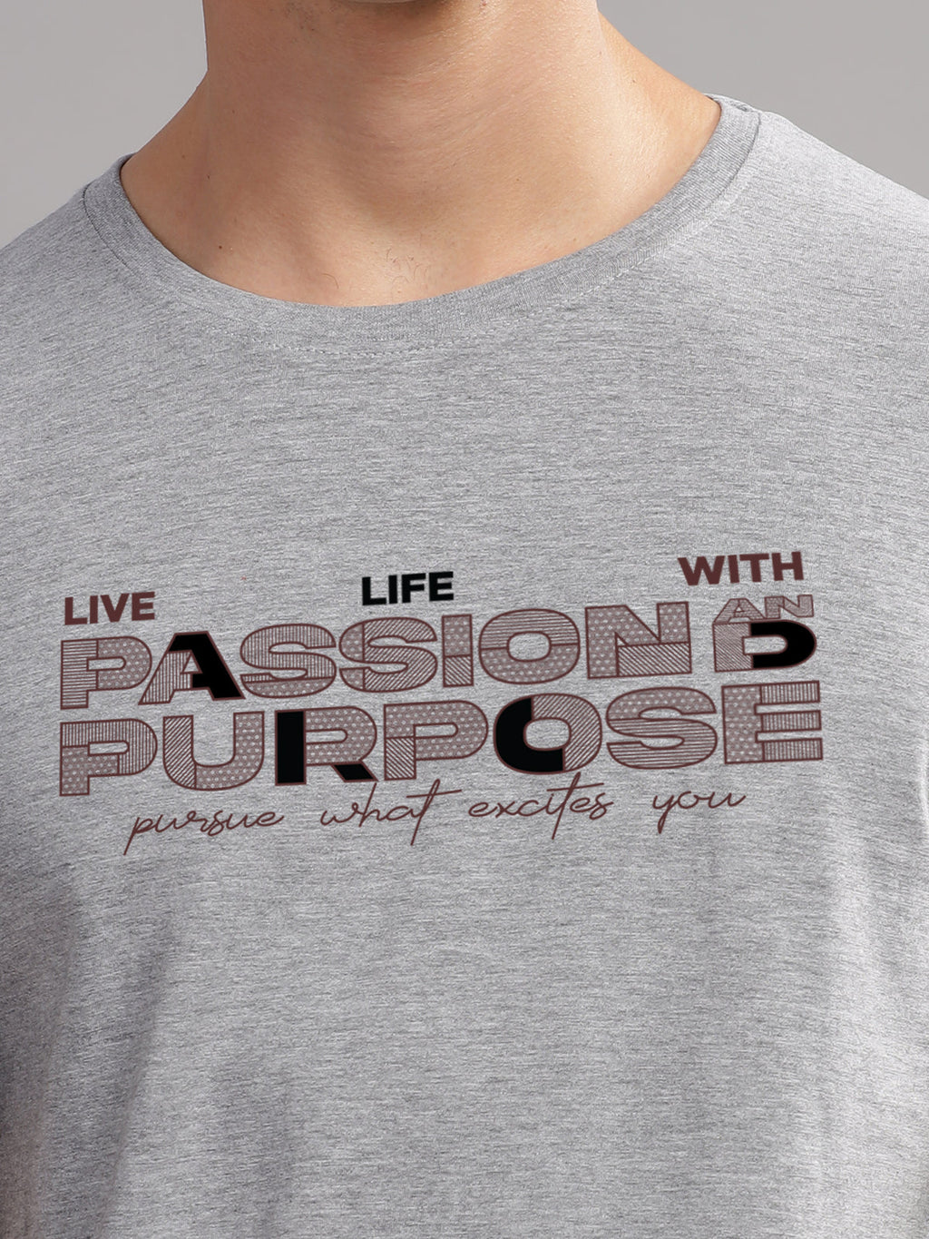 Men Printed Grey T Shirt