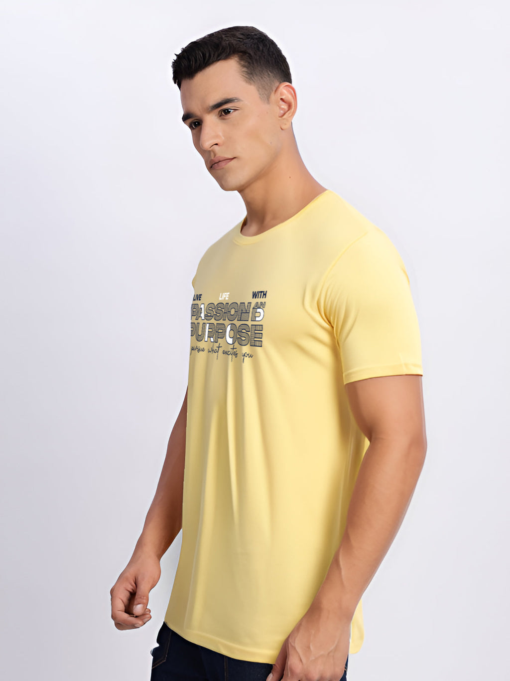 Men Printed Yellow T Shirt