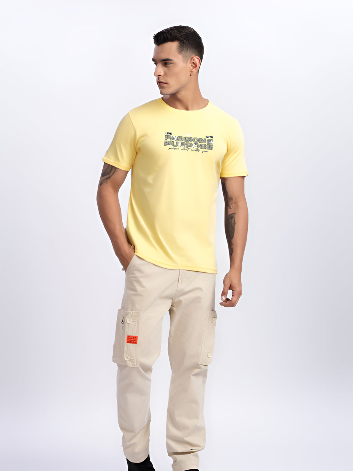 Men Printed Yellow T Shirt