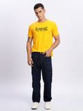 Men Printed Light Mustard T Shirt