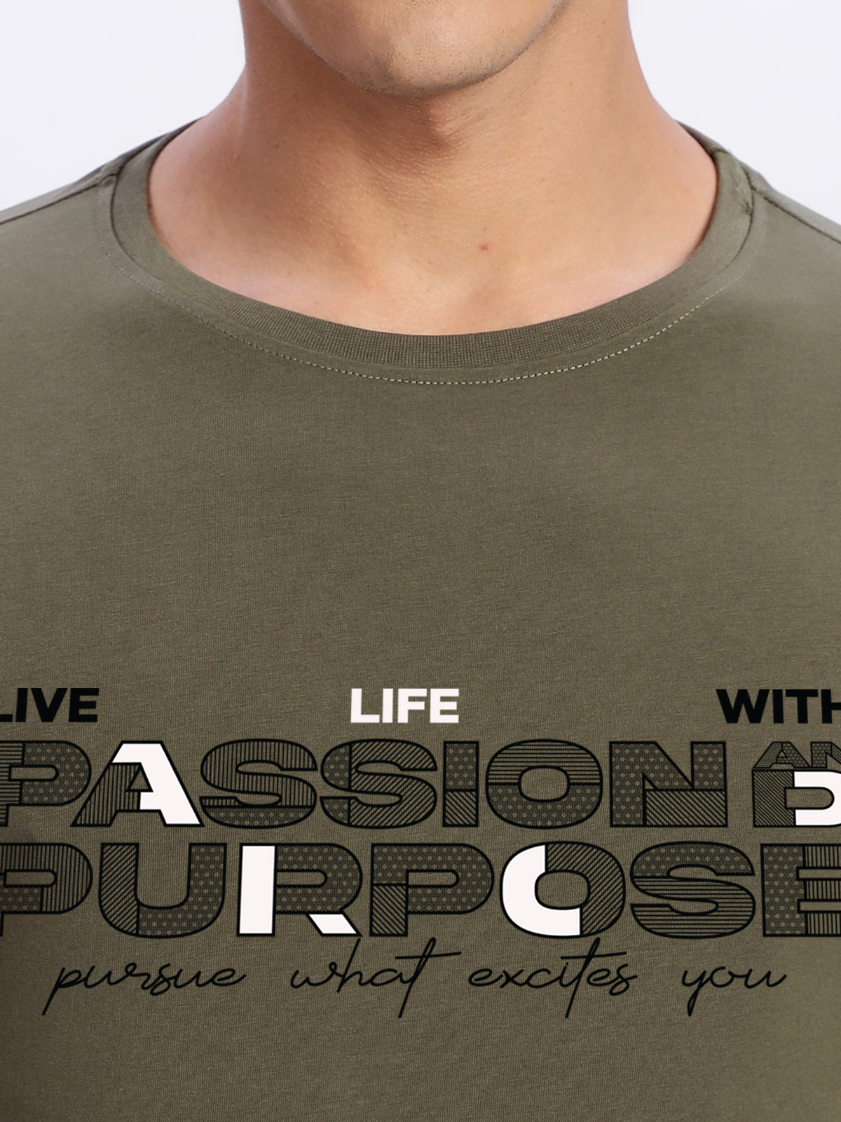 Men Printed Olive T Shirt