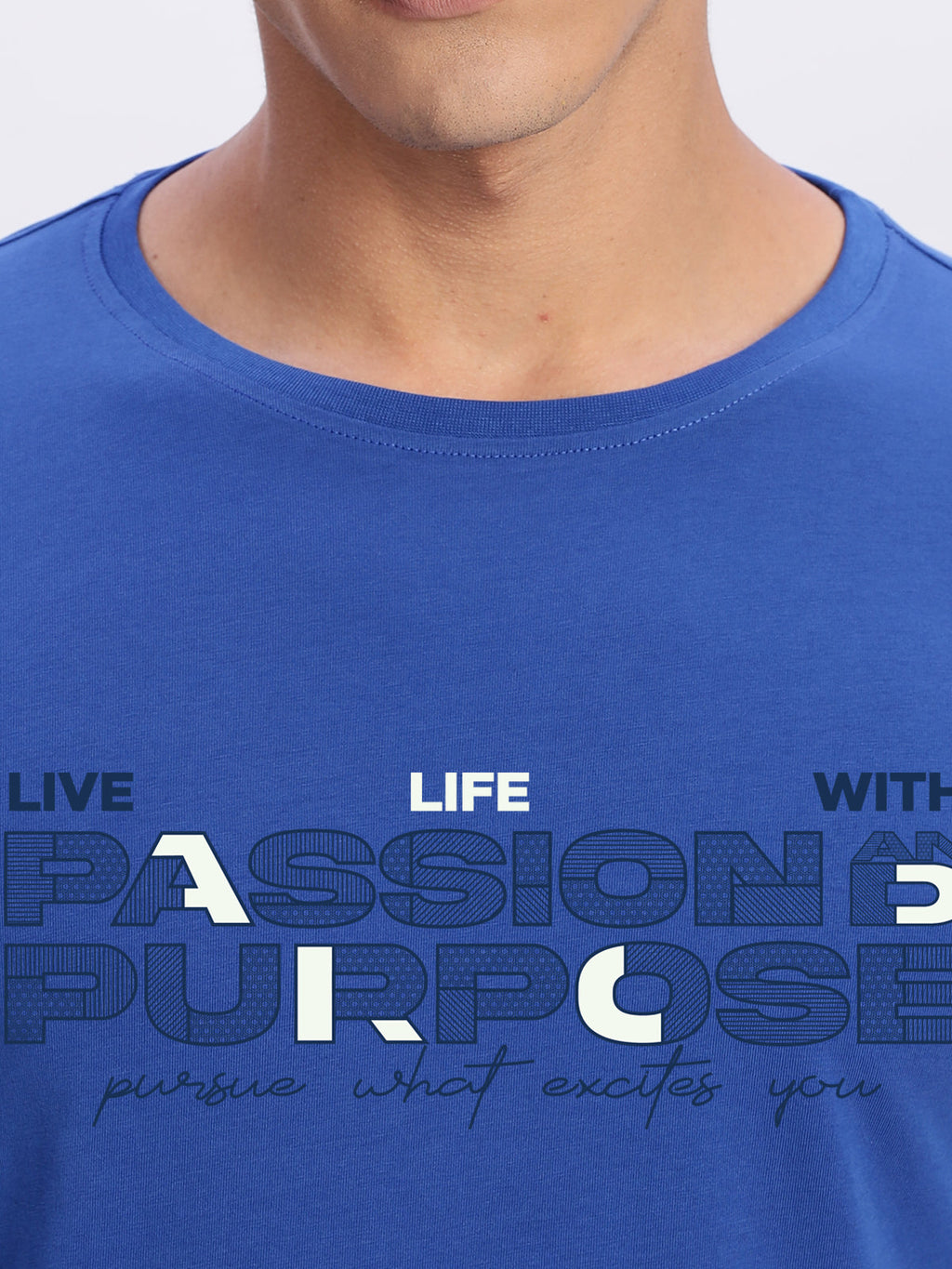 Men Printed Blue T Shirt