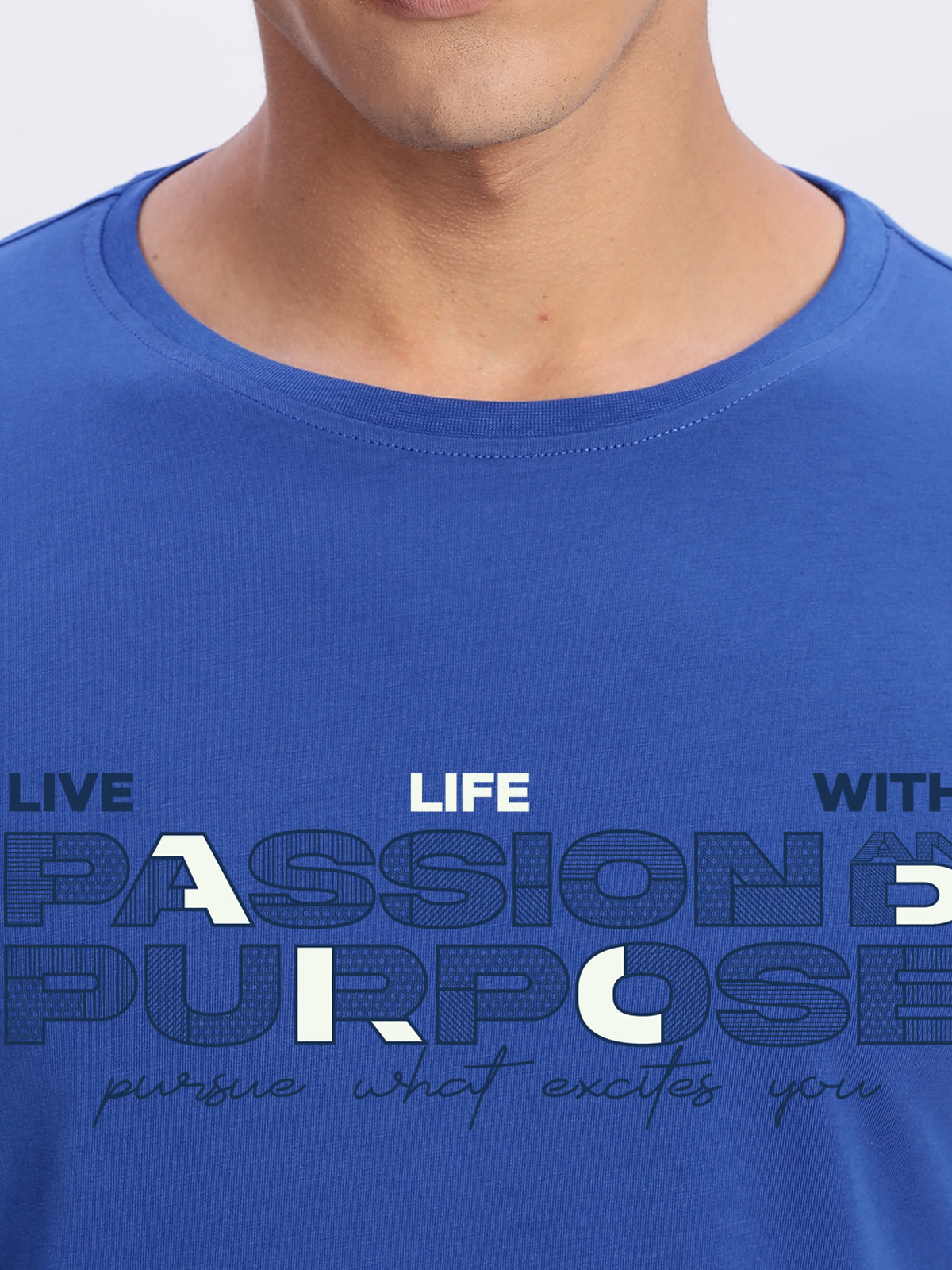 Men Printed Blue T Shirt