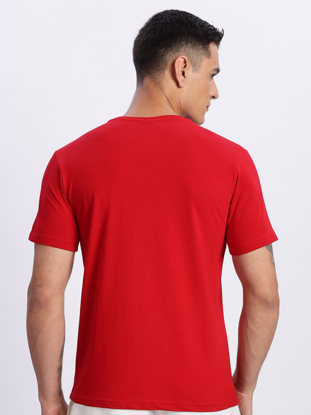 Men Printed Red T Shirt
