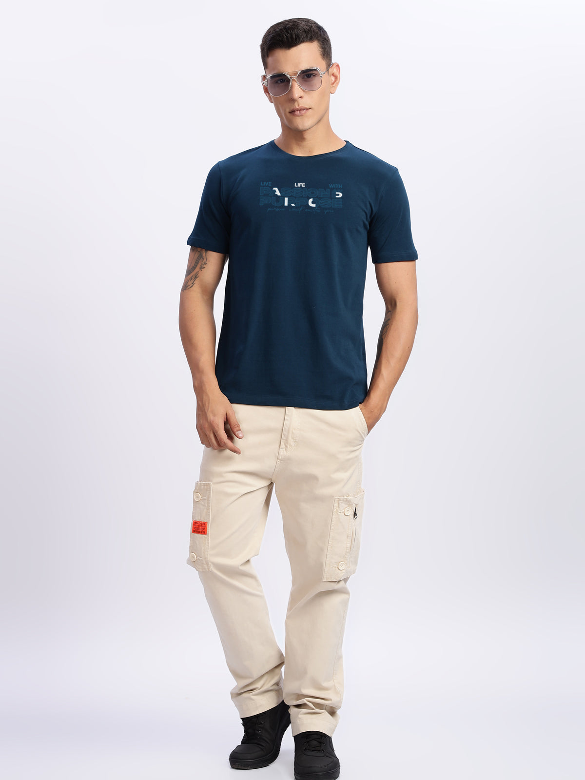 Men Printed Teal T Shirt