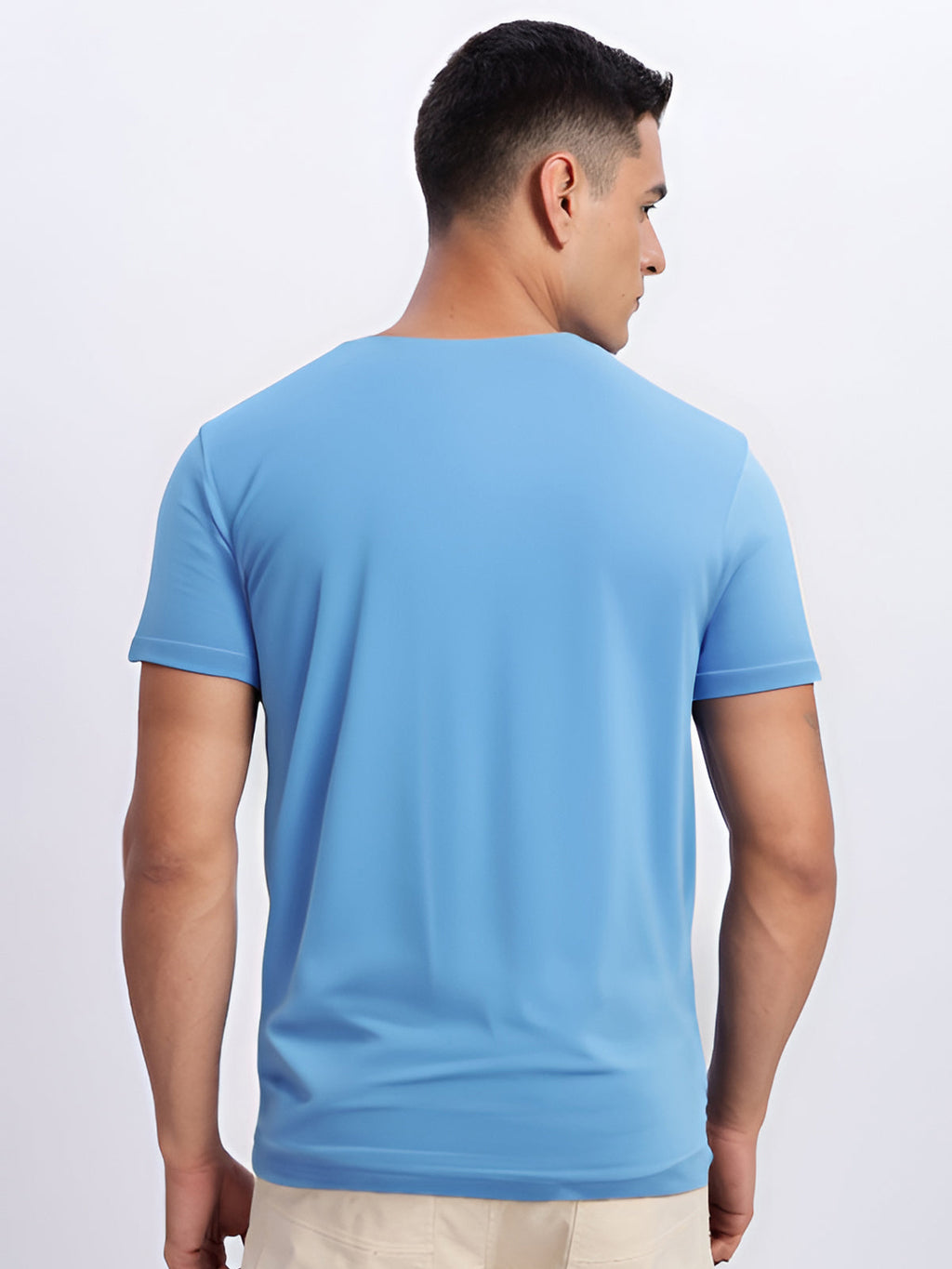 Men Printed Sky Blue T Shirt
