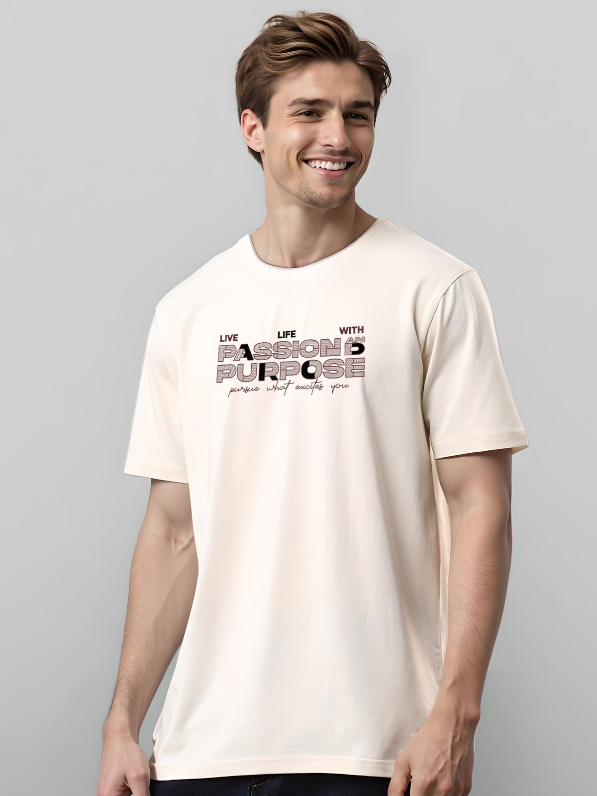 Men Printed Whit T-Shirt