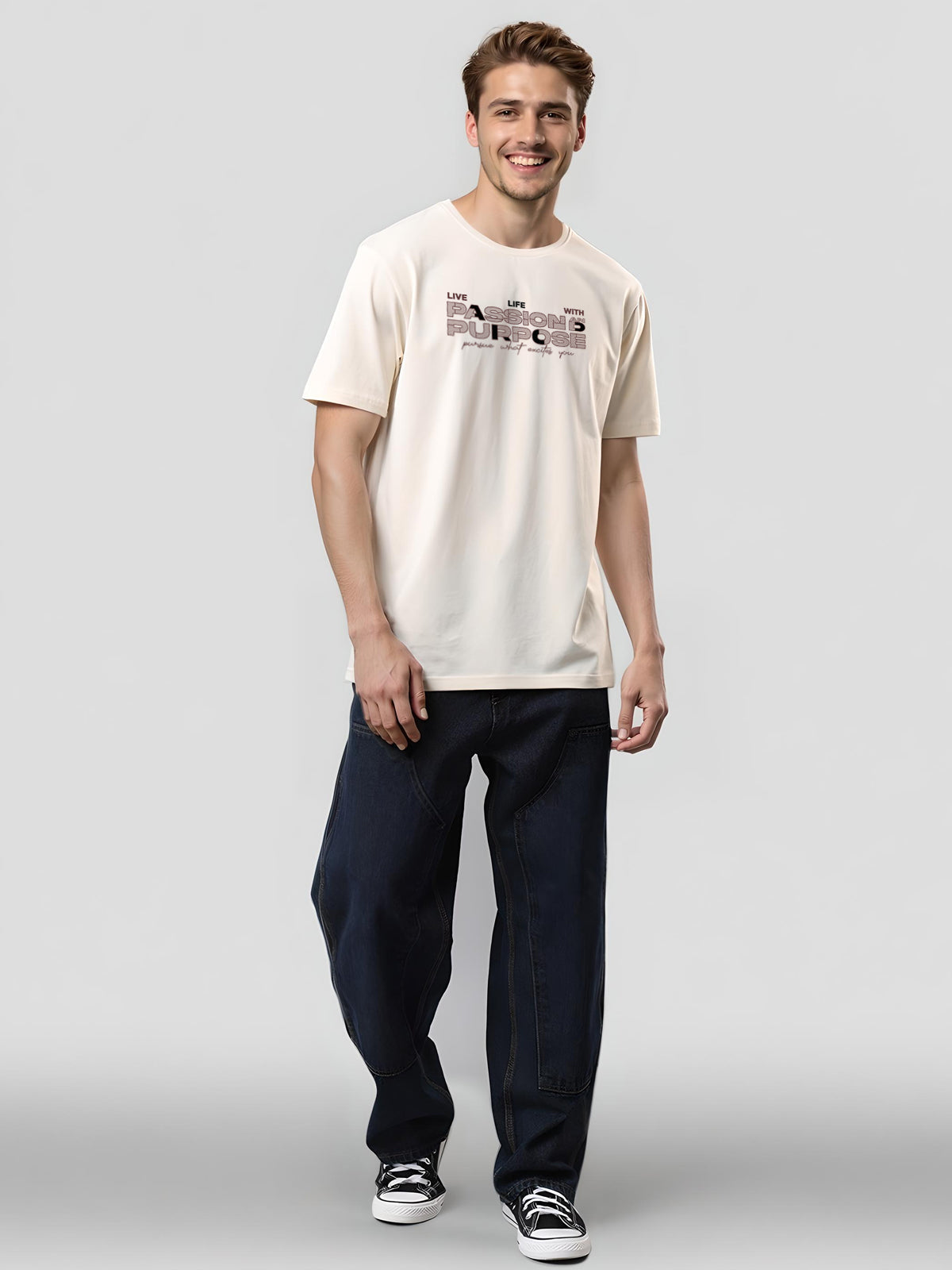 Men Printed Whit T-Shirt