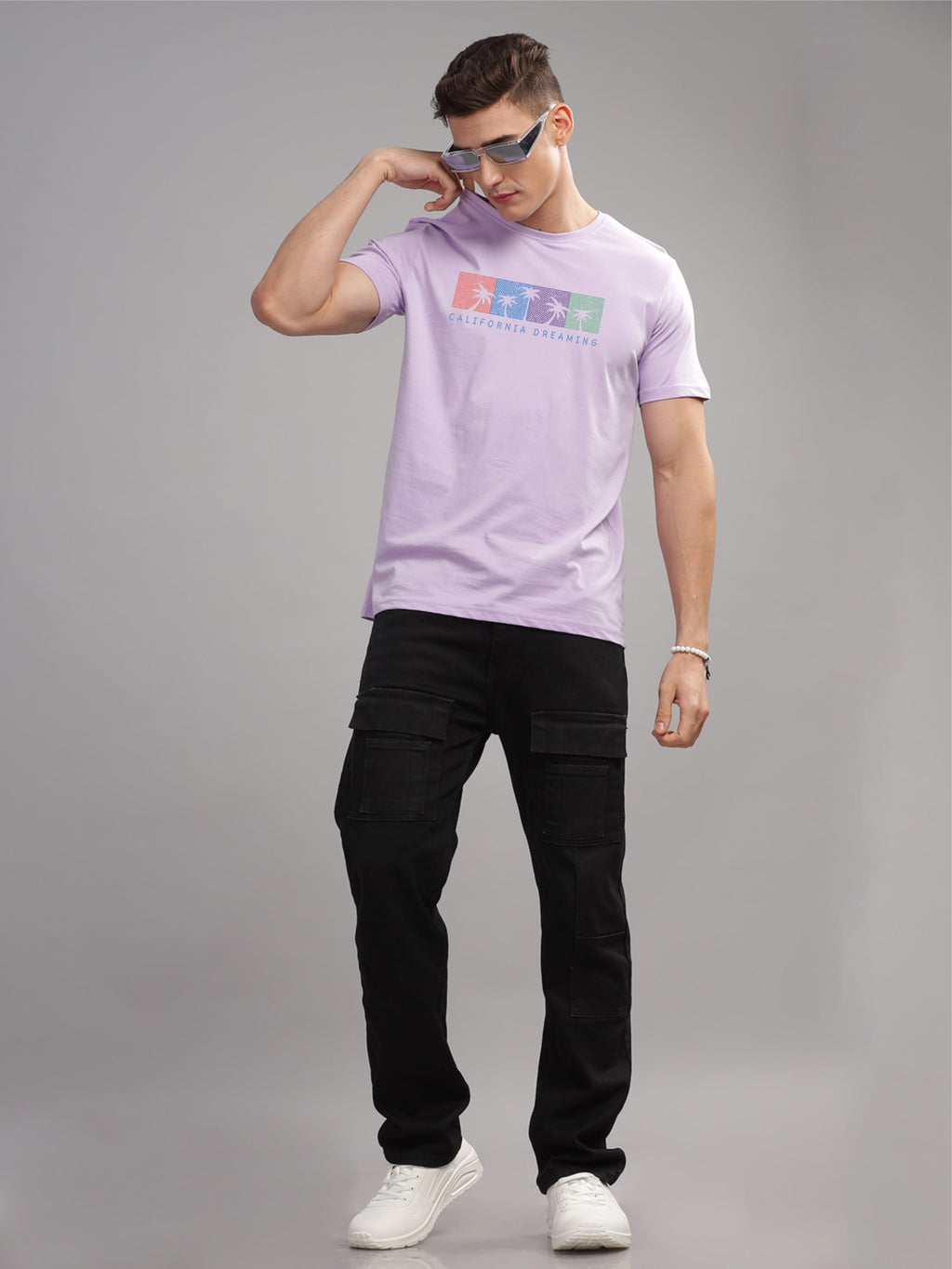 Men Purple Round Neck T Shirt