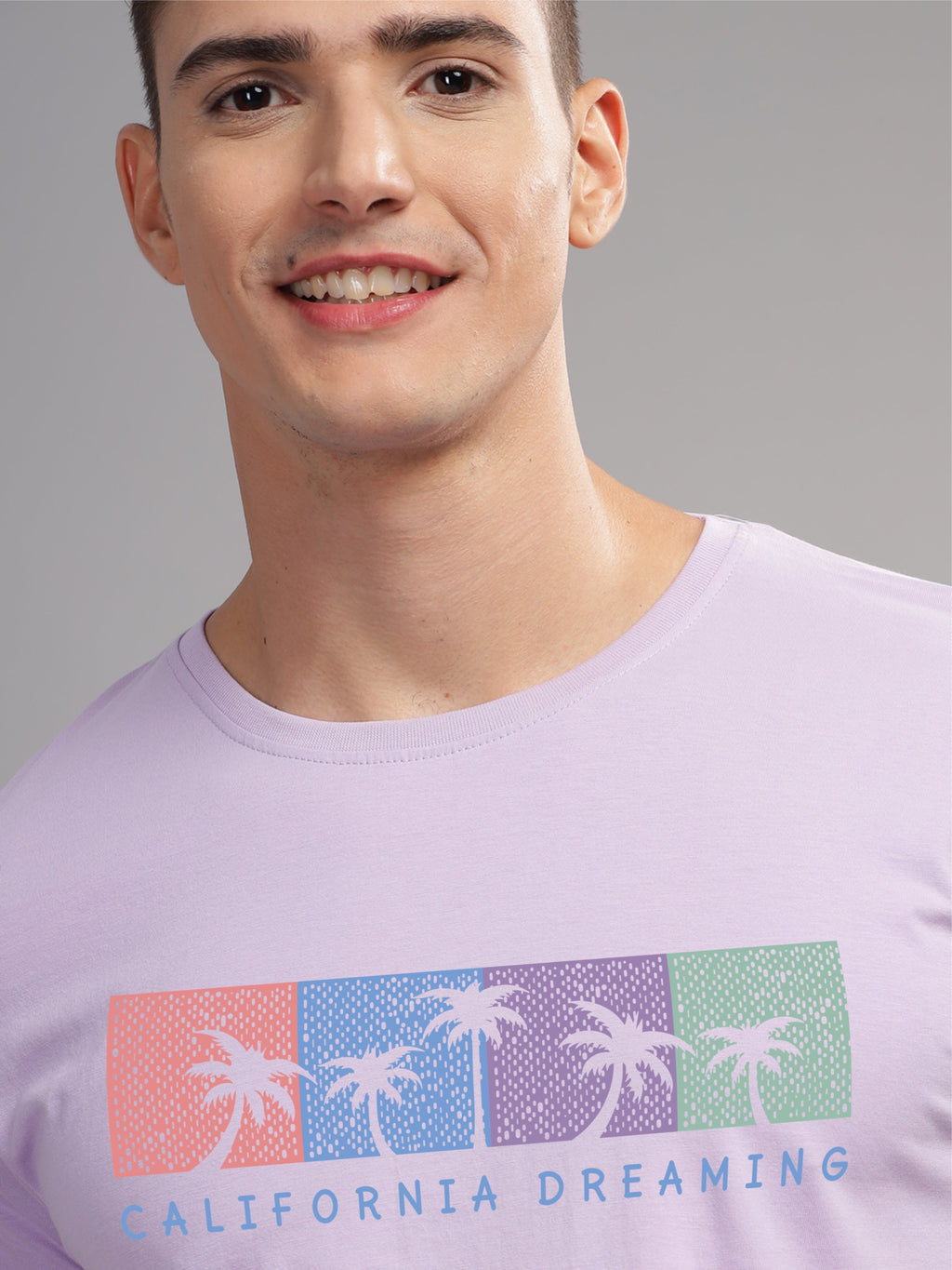 Men Purple Round Neck T Shirt