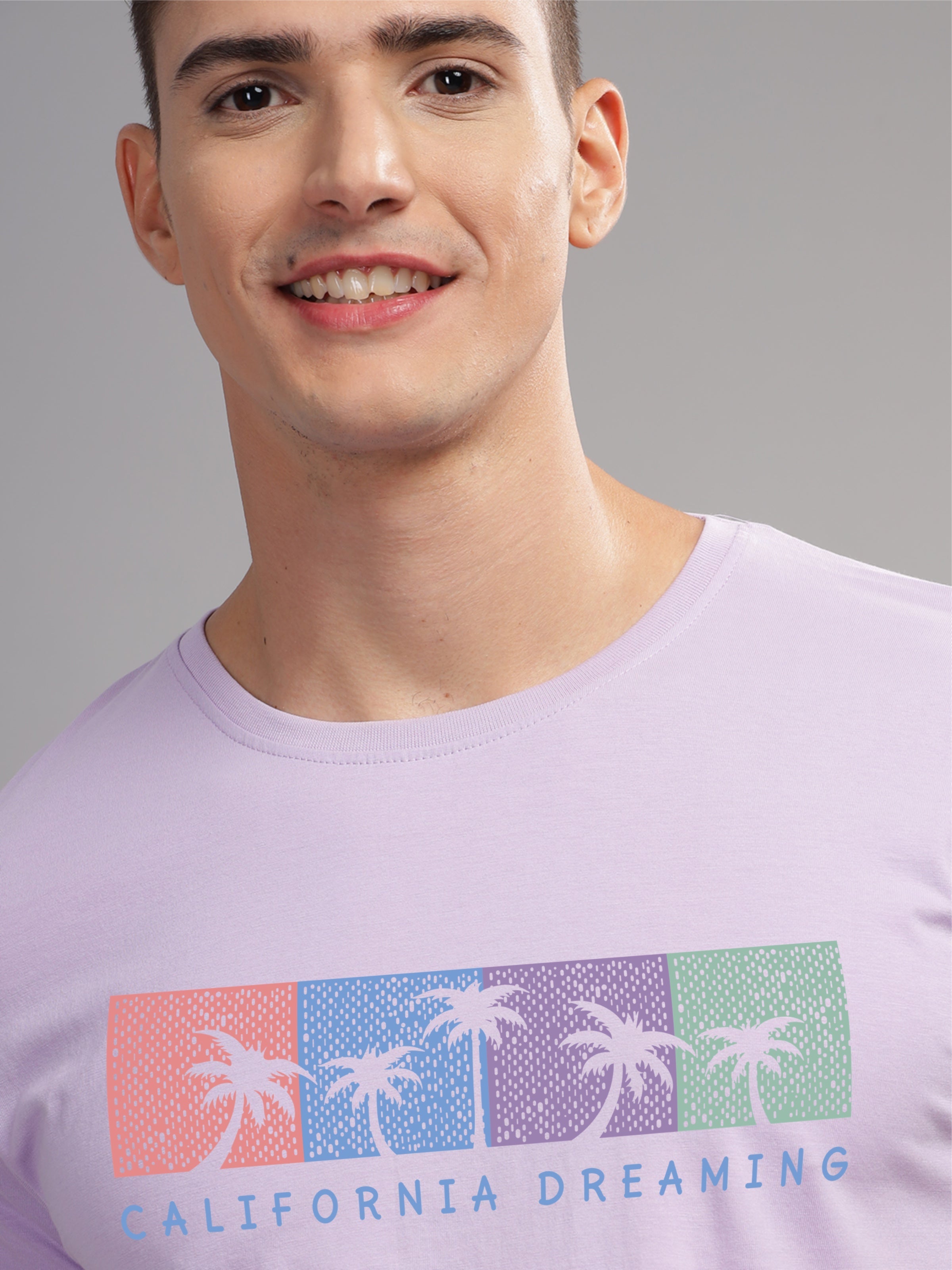 Men Purple Round Neck T Shirt