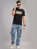 Men Black Round Neck T Shirt