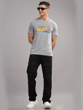 Men Grey Round Neck T Shirt