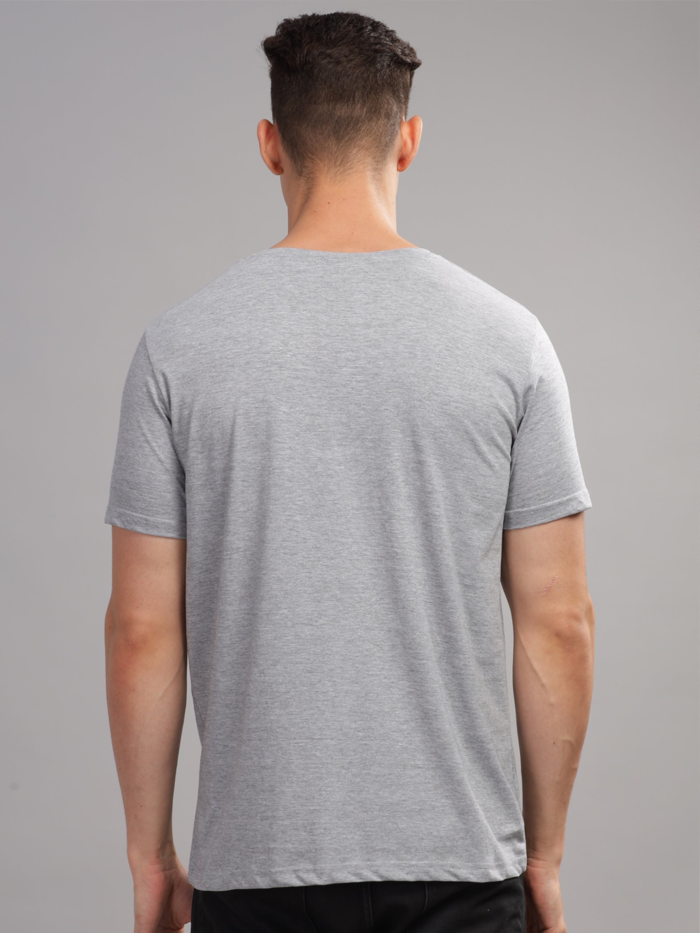 Men Grey Round Neck T Shirt
