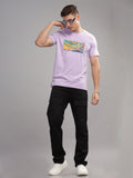 Men Purple Round Neck T Shirt
