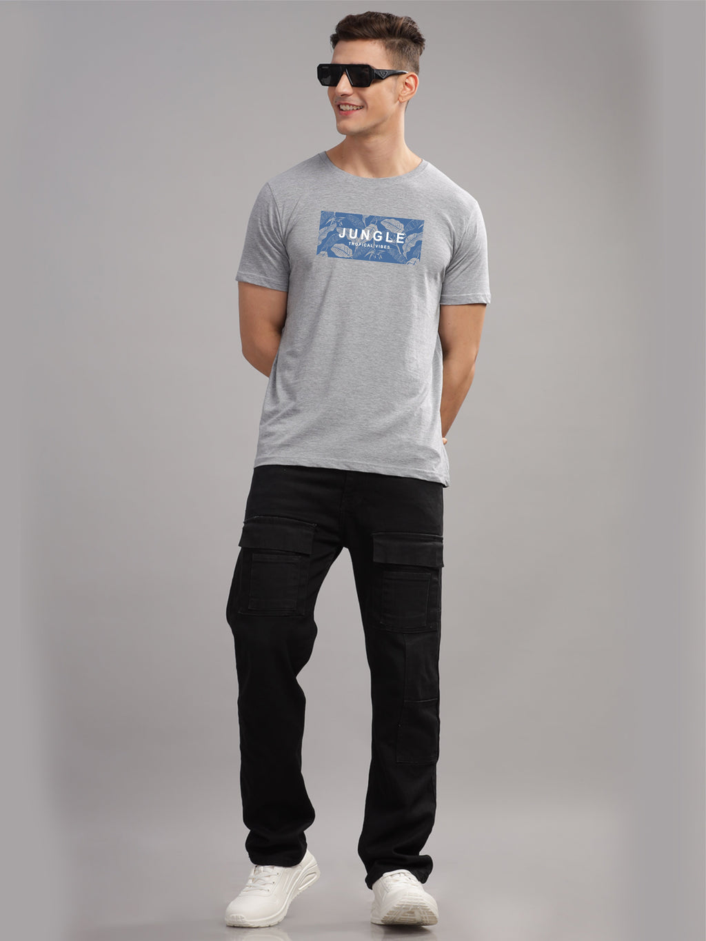 Men Grey Round Neck T Shirt