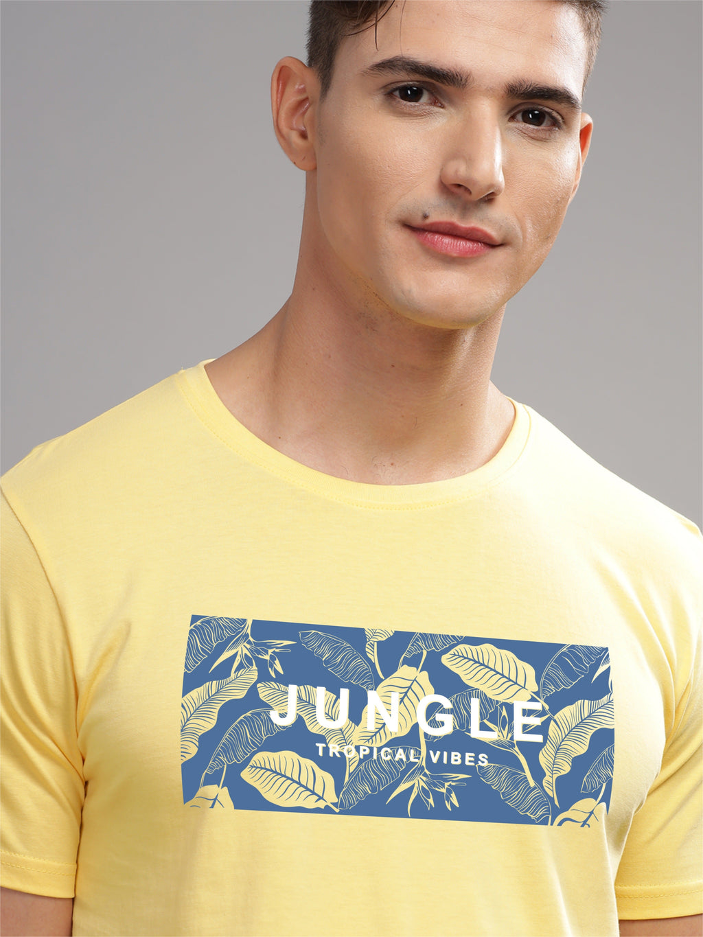 Men Yellow Round Neck T Shirt