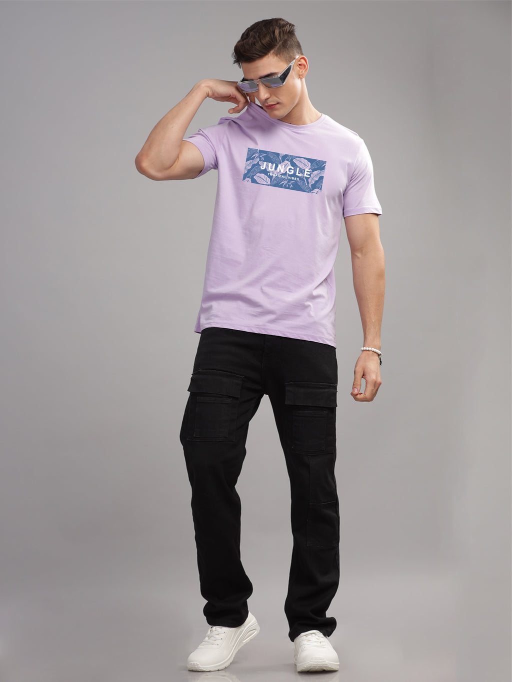 Men Purple Round Neck T Shirt