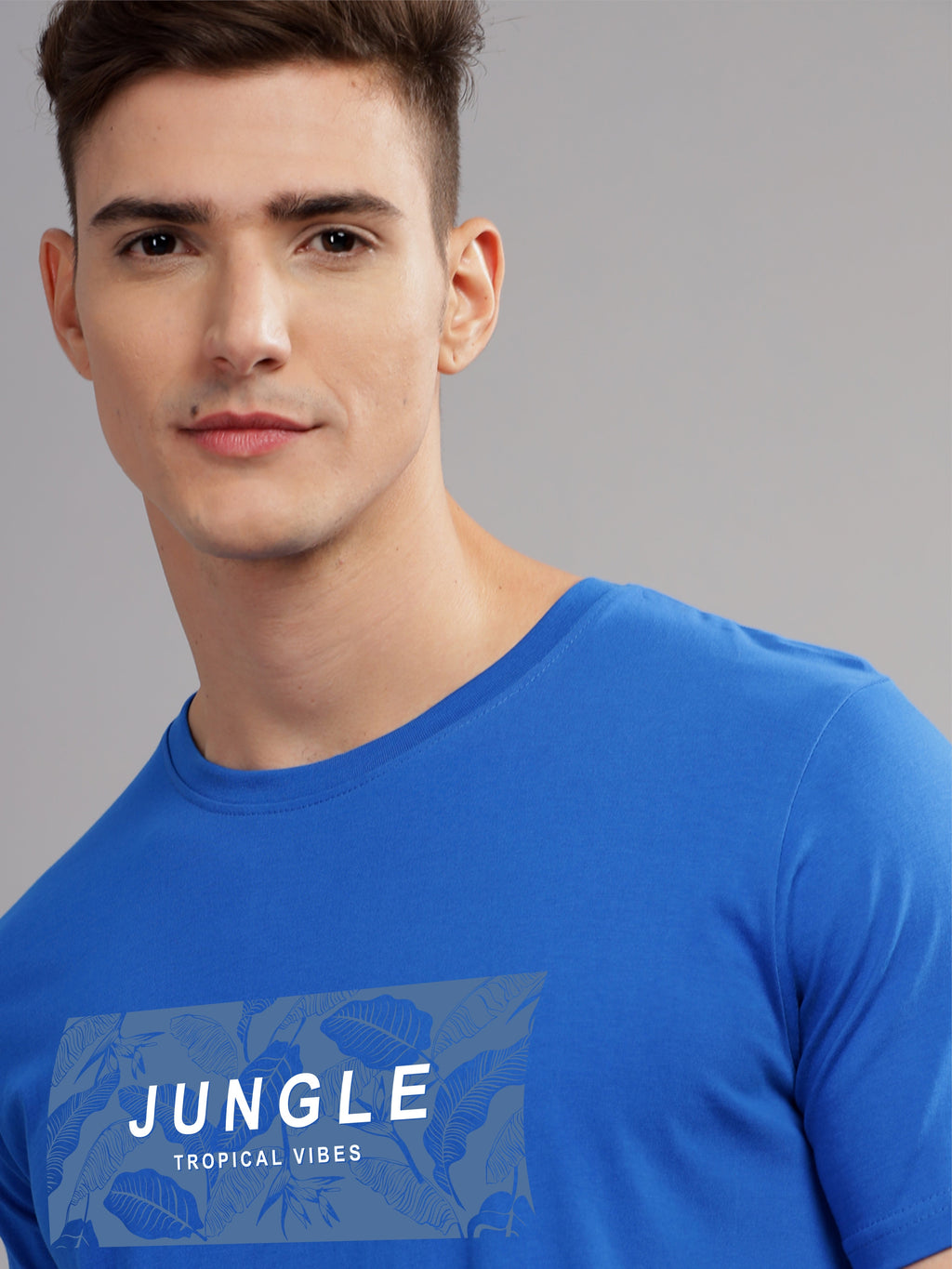 Men Blue Round Neck T Shirt