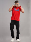 Men Red Round Neck T Shirt