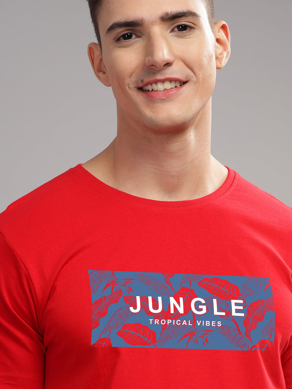 Men Red Round Neck T Shirt