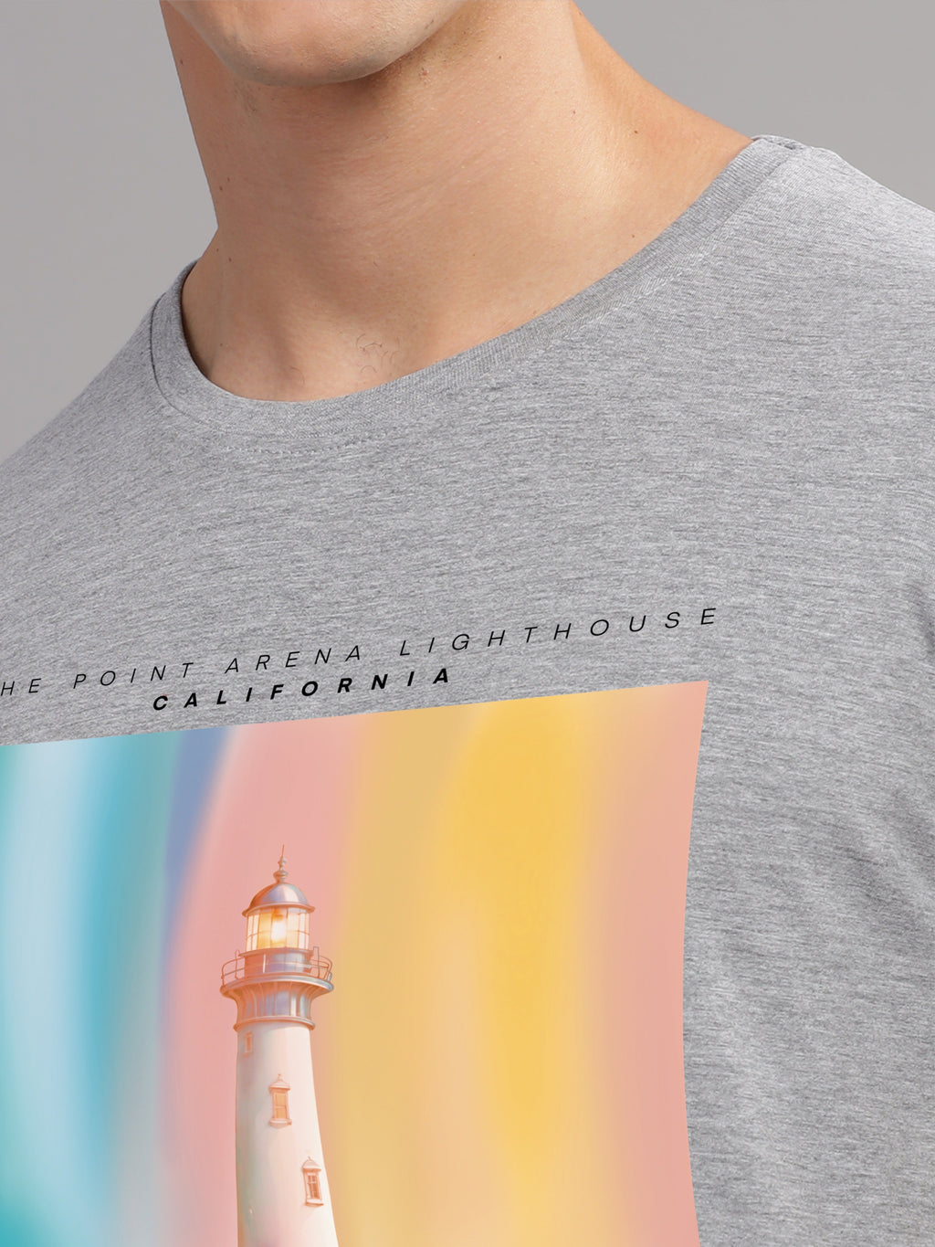 Men Grey Round Neck T Shirt