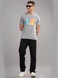 Men Grey Round Neck T Shirt