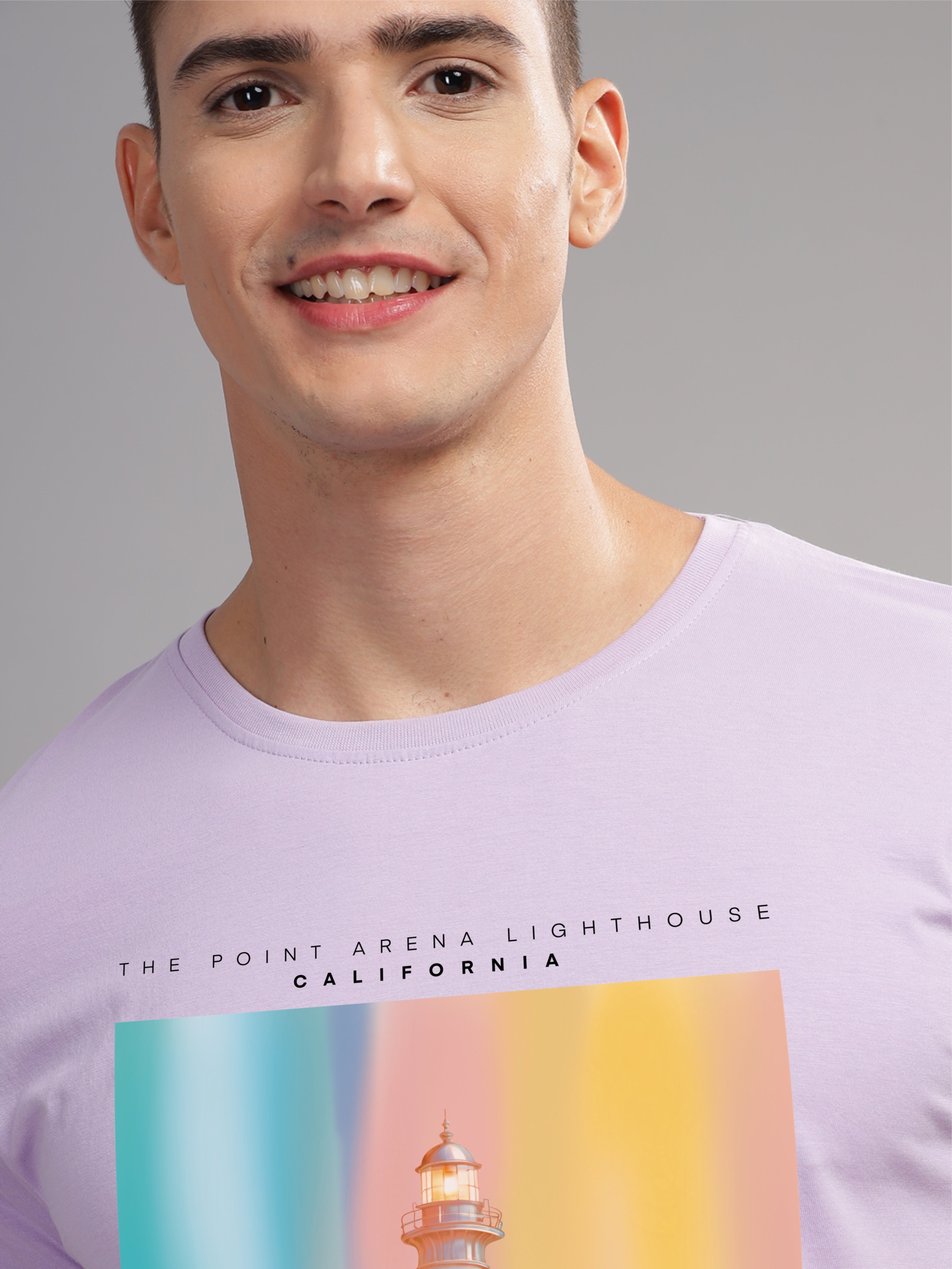 Men Purple Round Neck T Shirt