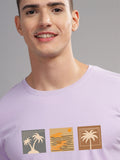 Men Purple Round Neck T Shirt