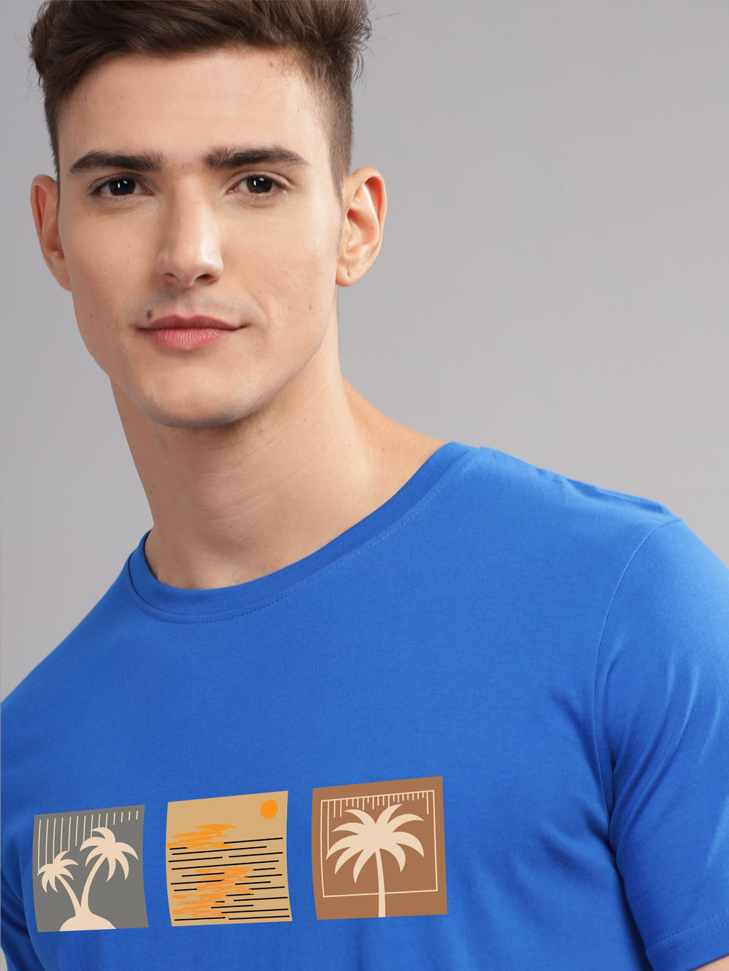 Men Blue Round Neck T Shirt
