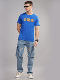 Men Blue Round Neck T Shirt