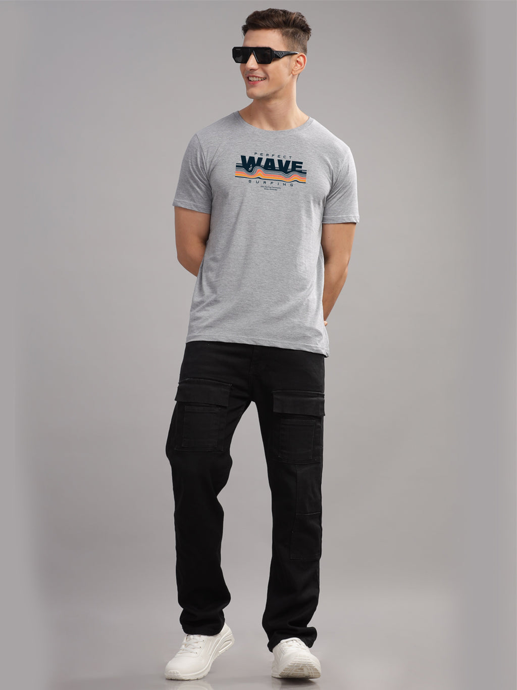 Men Grey Round Neck T Shirt