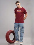 Men Maroon Round Neck T Shirt