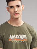 Men Olive Round Neck T Shirt