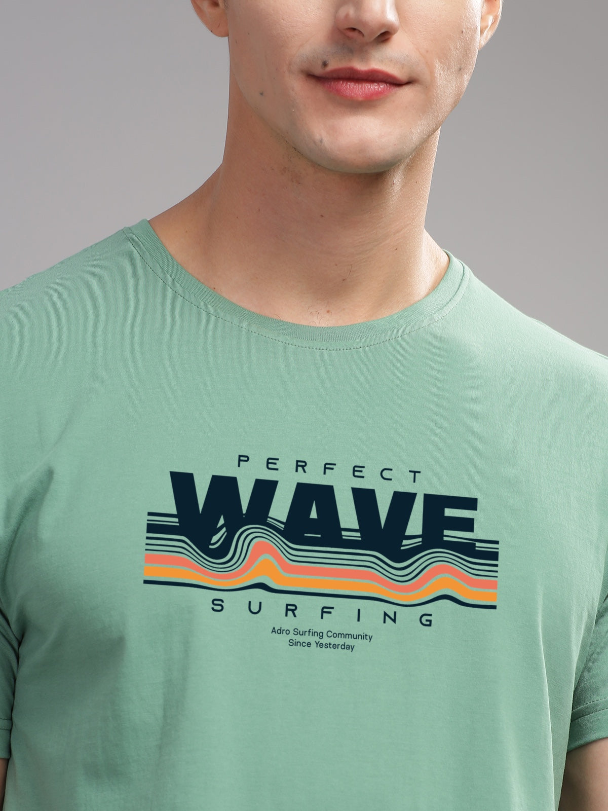 Men Green Round Neck T Shirt